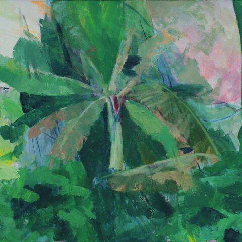 Aakryl maleri af Maja de Hemmer. Green India. 50 x 60cm.